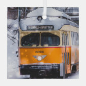 Ornement en verre Snowy Trolley Ride (Verso)