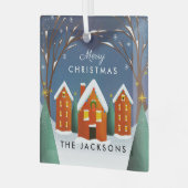 Ornement En Verre Snowy Village Winter Scène Noël (Avant gauche)