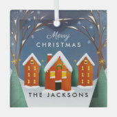 Ornement En Verre Snowy Village Winter Scène Noël (Recto)