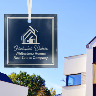 Ornement En Verre Société immobilière chic bleu marine Realtor perso