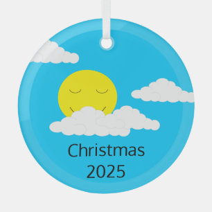 Ornement En Verre Soleil souriant avec nuages de maïs soufflé : Turq