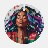 Ornement En Verre Solennel et serein Noël Femme noire priant (Verso)