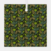 Ornement En Verre Sophisticated blue & beige floral pattern design  (Verso)