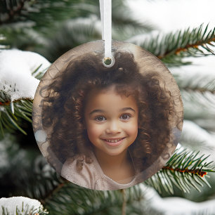 Ornement En Verre Souvenir de Noël simple photo d'enfant