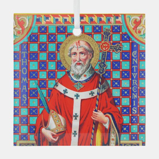 Ornement En Verre St. Thomas Becket à Red Chasuble (K 34) (Recto)