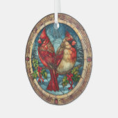 Ornement En Verre Stained Glass Cardinals on Holly Branch (Avant gauche)
