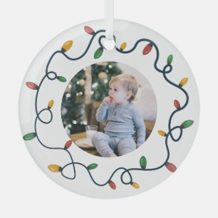 Ornement En Verre String Lights Photo personnalisée Baby 1er Noël