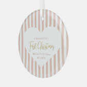 Ornement En Verre Stripes Baby's First Christmas Birth Statistiques  (Avant gauche)