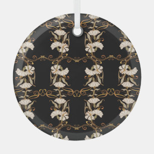 Ornement En Verre Style Art Nouveau : Vintage or-noir.