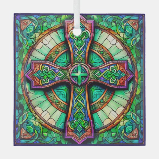 Ornement En Verre Style Croix celtique Suncatcher Design en verre te (Recto)