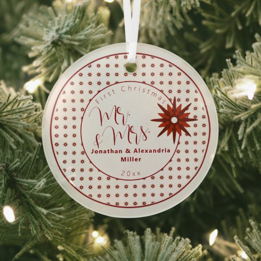 Ornement En Verre Stylish Mr & Mrs First Christmas | Fléau rouge (Insitu)