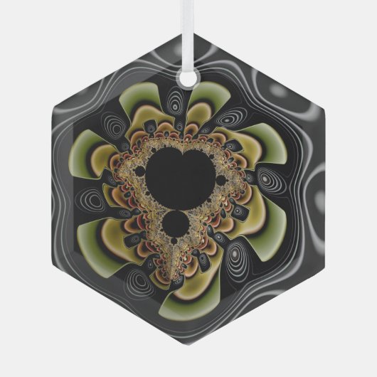 Ornement En Verre Super Retro Sunflower Fractal Art Abstrait (Recto)