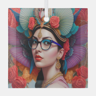 Ornement En Verre Superbe princesse avec lunettes