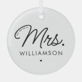 Ornement En Verre Sur Mesure, Mme Est. Script élégant moderne nouvel (Recto)