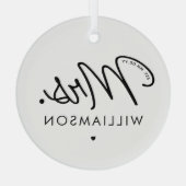 Ornement En Verre Sur Mesure, Mme Est. Script élégant moderne nouvel (Verso)