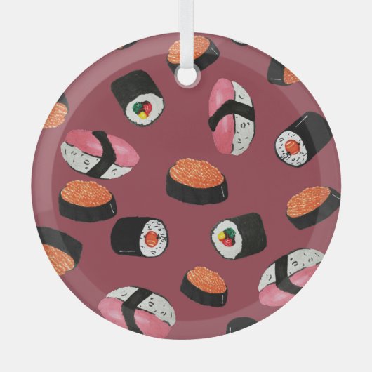 Ornement En Verre Sushi Onigiri Rolls : Illustration transparente (Recto)