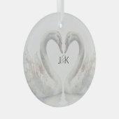 Ornement En Verre Swans romantiques Mariage Couple Monogramme (Avant droite)