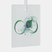 Ornement En Verre Symbole d'infini avec plume de paon (Avant droite)