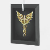 Ornement En Verre Symbole Polygonal Or Caduceus (Avant gauche)