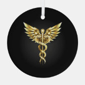 Ornement En Verre Symbole Polygonal Or Caduceus (Verso)