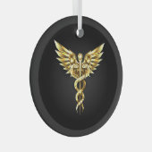 Ornement En Verre Symbole Polygonal Or Caduceus (Avant droite)