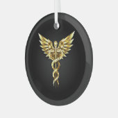 Ornement En Verre Symbole Polygonal Or Caduceus (Avant gauche)