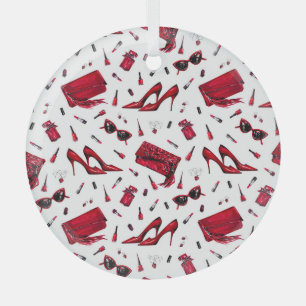 Ornement En Verre talons rouges, motif d'accessoires de mode.