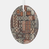 Ornement En Verre Tapa hawaïen : Patchwork tribal (Avant gauche)