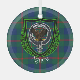 Ornement En Verre Tartan et blason du clan écossais Agnew