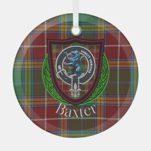 Ornement En Verre Tartan et blason du clan écossais Baxter