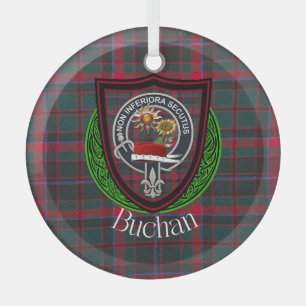Ornement En Verre Tartan et blason du clan écossais Buchan