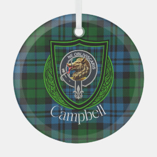 Ornement En Verre Tartan et blason du clan écossais Campbell