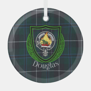 Ornement En Verre Tartan et blason du clan écossais Douglas