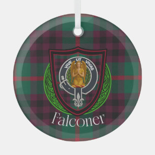 Ornement En Verre Tartan et blason du clan écossais Falconer