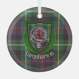 Ornement En Verre Tartan et blason du clan écossais Farquharson