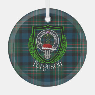 Ornement En Verre Tartan et blason du clan écossais Ferguson