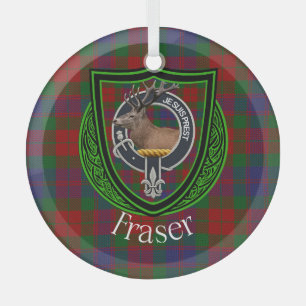 Ornement En Verre Tartan et blason du clan écossais Fraser