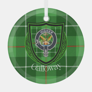 Ornement En Verre Tartan et blason du clan écossais Galloway