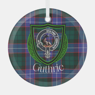 Ornement En Verre Tartan et blason du clan écossais Guthrie