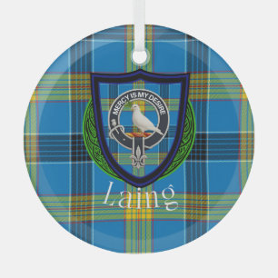 Ornement En Verre Tartan et blason du clan écossais Laing