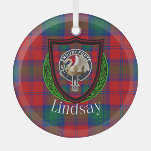 Ornement En Verre Tartan et blason du clan écossais Lindsay