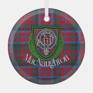 Ornement En Verre Tartan et blason du clan écossais MacNaughton