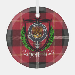 Ornement En Verre Tartan et blason du clan écossais Marjoribanks