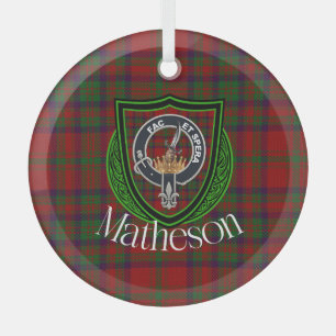 Ornement En Verre Tartan et blason du clan écossais Matheson