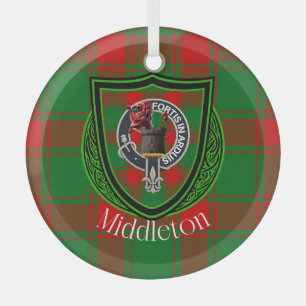 Ornement En Verre Tartan et blason du clan écossais Middleton