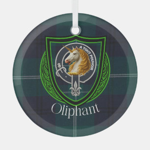 Ornement En Verre Tartan et blason du clan écossais Oliphant