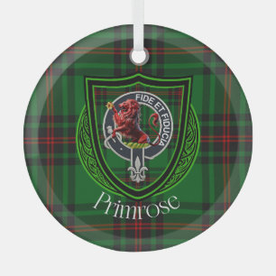 Ornement En Verre Tartan et blason du clan écossais Primrose