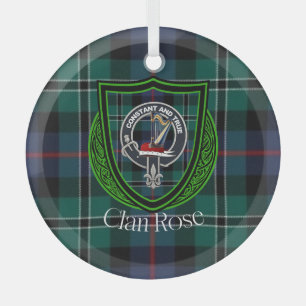 Ornement En Verre Tartan et blason du clan écossais Rose