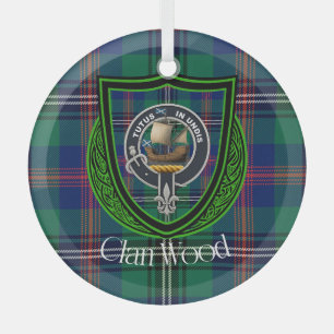 Ornement En Verre Tartan et blason du clan écossais Wood