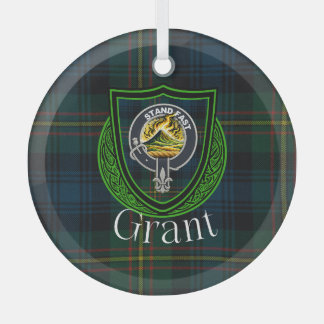 Ornement En Verre Tartan et blason du clan Grant écossais